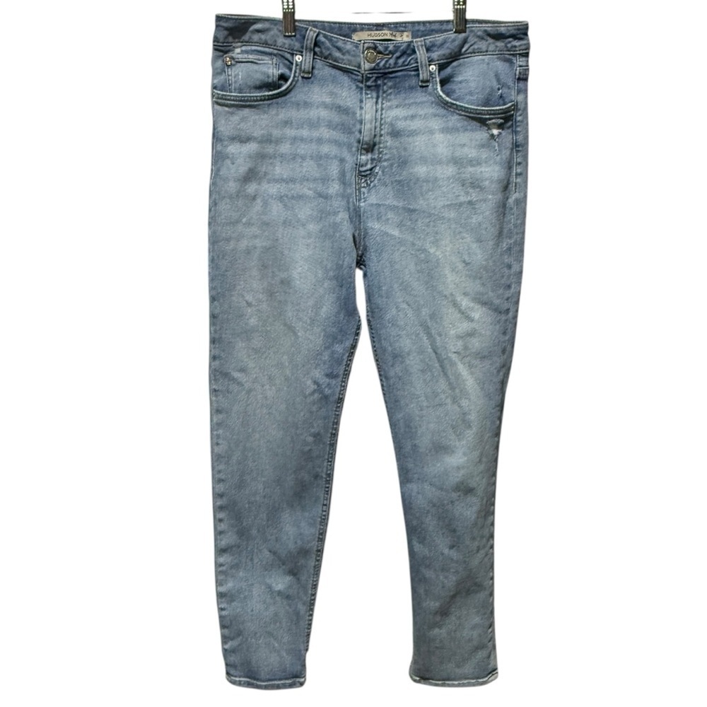 Hudson Collin Mid Rise Skinny Flap Pocket Jeans Size 32 Light Wash Denim Stretch